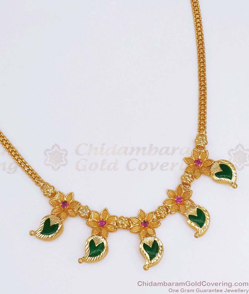 Stunning Green Palakka Gold Imitation Necklace Mango Design NCKN2673