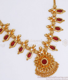 Bridal Red Nagapadam Palakka Gold Plated Necklace Shop Online NCKN2675 Bridal Red Nagapadam Palakka Gold Plated Necklace Shop Online NCKN2675