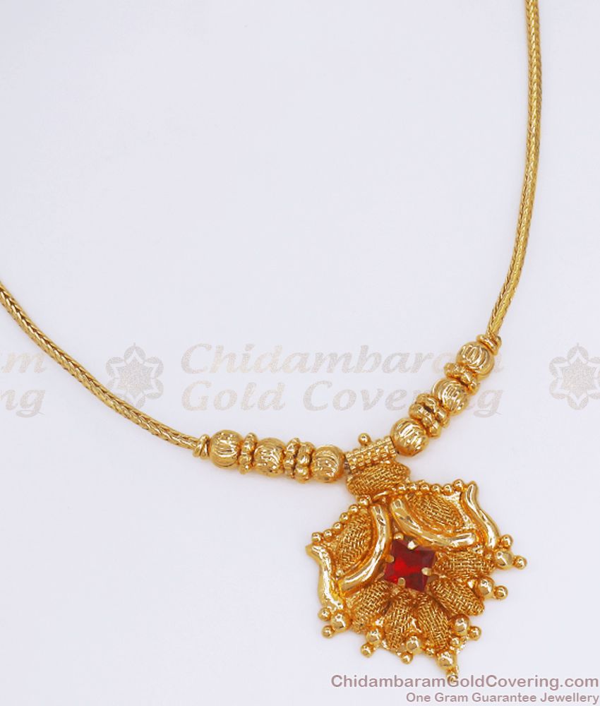 One Gram Gold Plated Necklace Ruby Stone Daily wear NCKN2677 One Gram Gold Plated Necklace Ruby Stone Daily wear NCKN2677