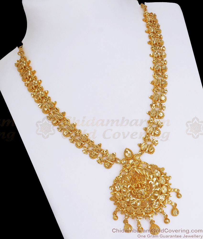 Grand One Gram Gold Necklace Lakshmi Design Bridal Wear Collection NCKN2678