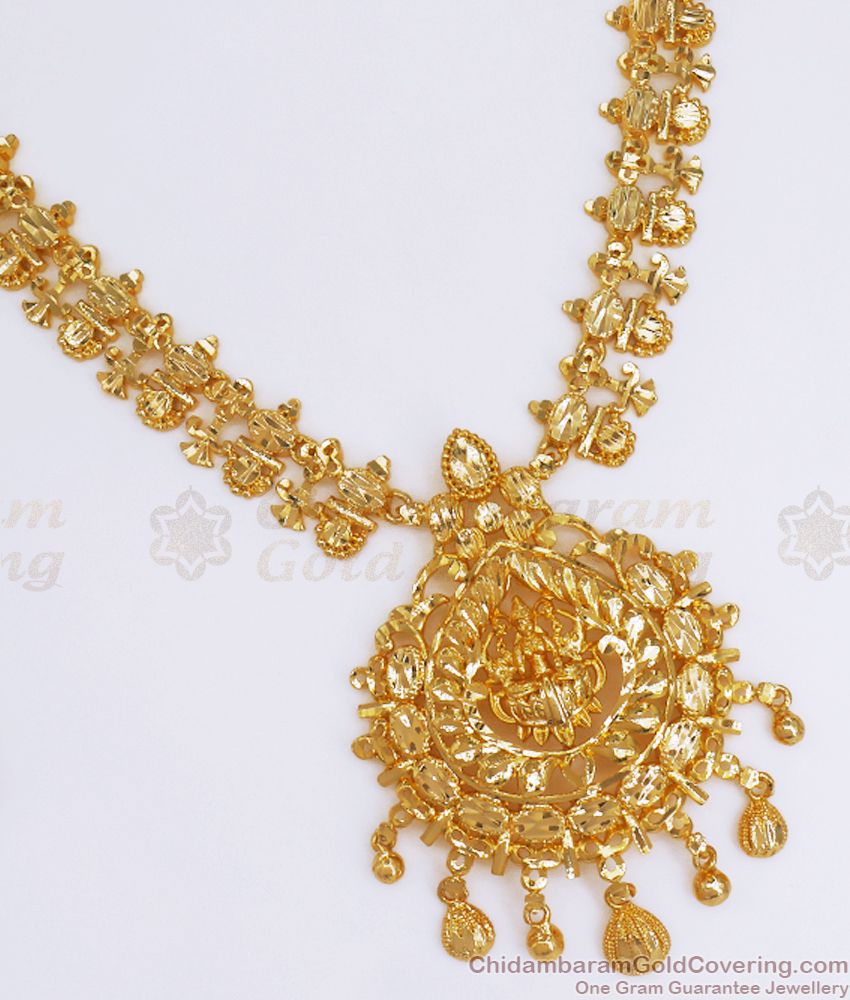 Grand One Gram Gold Necklace Lakshmi Design Bridal Wear Collection NCKN2678