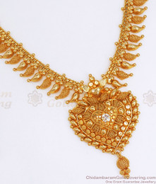 Net pattern Gold Mullai Mottu Necklace Heart Shape Design NCKN2683 Net pattern Gold Mullai Mottu Necklace Heart Shape Design NCKN2683