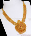 Mango Pattern Gold Bridal Necklace Design Ruby Stone NCKN2685