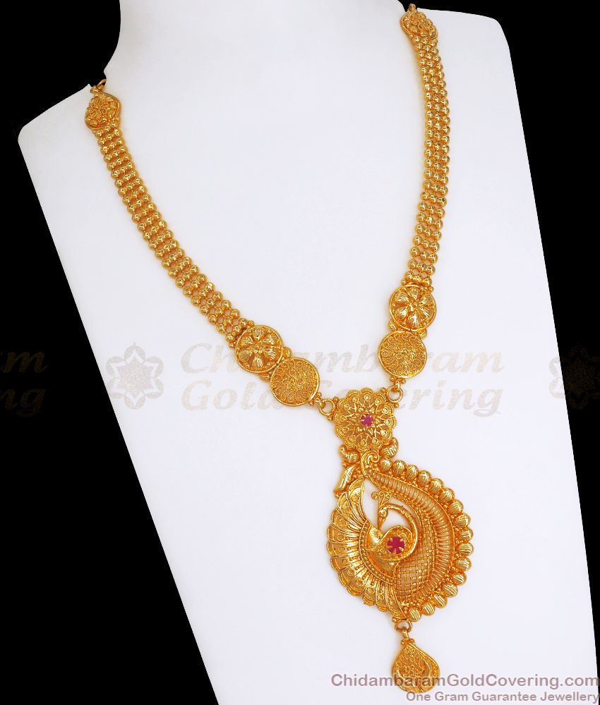 Pure Gold Plated Handmade Necklace Peacock Design Bridal Wear NCKN2689