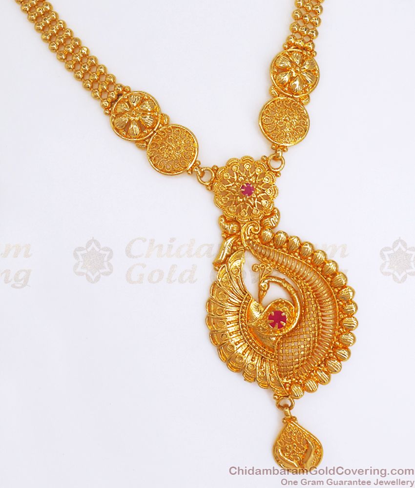 Pure Gold Plated Handmade Necklace Peacock Design Bridal Wear NCKN2689