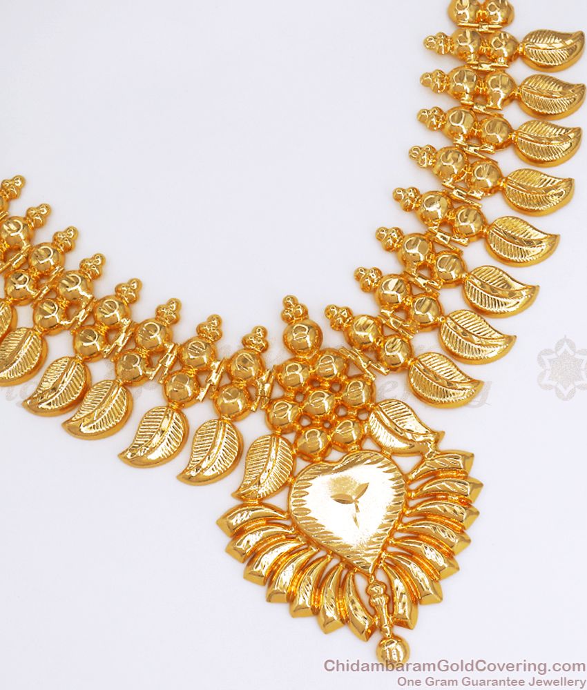 Kerala Bridal Wear Gold  Necklace Leaf Pattern NCKN2695