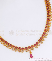 Stunning Ruby White Kemp Stone Gold Plated Necklace NCKN2696 Stunning Ruby White Kemp Stone Gold Plated Necklace NCKN2696