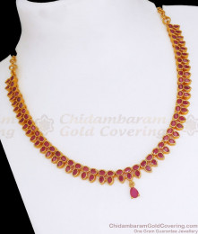 Full Ruby Kemp Stone Gold Imitation Necklace Collection NCKN2697 Full Ruby Kemp Stone Gold Imitation Necklace Collection NCKN2697