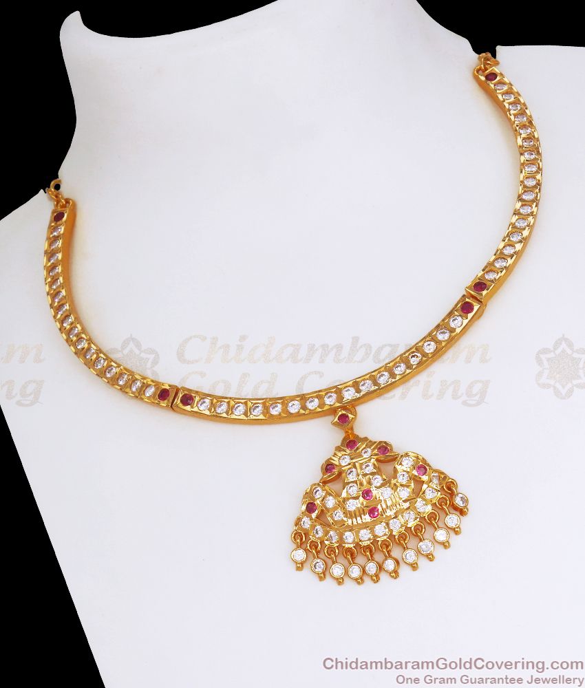 Latest Impon Attigai Necklace Design For Women Bridal Wear NCKN2702