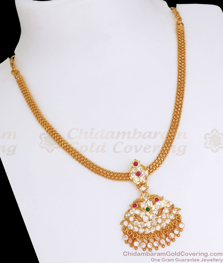 Multi Stone Peacock Design Impon Necklace Shop Online NCKN2703