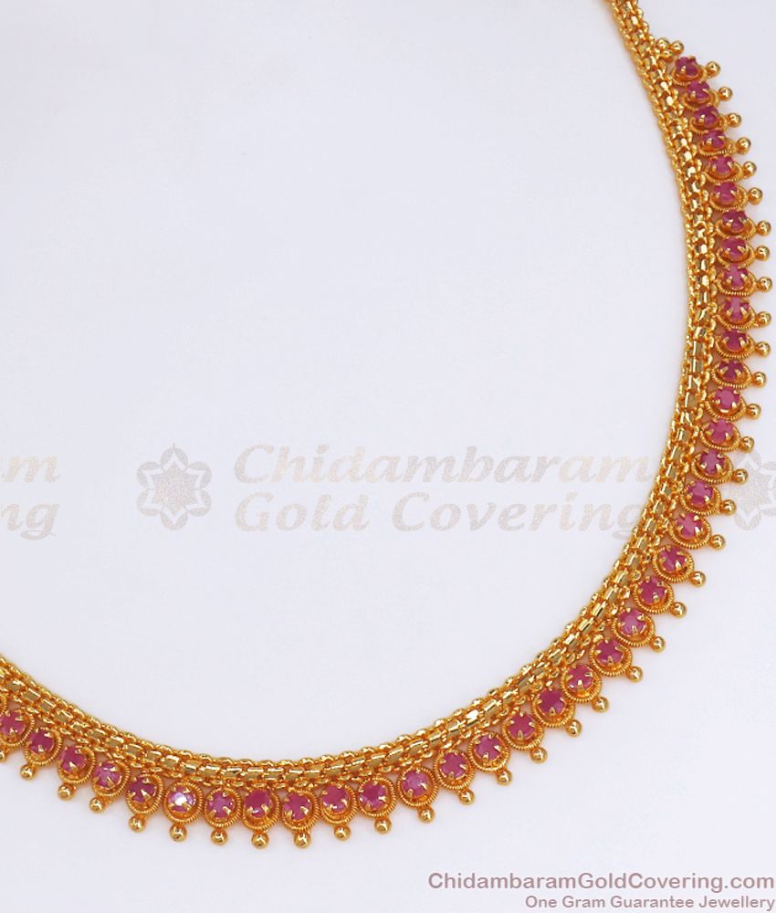 Micro Gold Plated Ruby Necklace Mottu Design NCKN2713