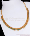 One Gram Gold Plated Emerald Necklace Mullai Design Green Stone NCKN2714