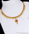 Stylish 1 Gram Gold Necklace Star Pattern Ruby Stone NCKN2716