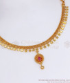 Stylish 1 Gram Gold Necklace Star Pattern Ruby Stone NCKN2716