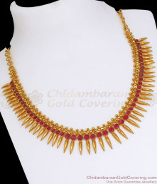 New Arrivals Mullaipoo Gold Imitation Necklace Ruby Kemp Stone NCKN2718 New Arrivals Mullaipoo Gold Imitation Necklace Ruby Kemp Stone NCKN2718