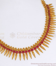 New Arrivals Mullaipoo Gold Imitation Necklace Ruby Kemp Stone NCKN2718 New Arrivals Mullaipoo Gold Imitation Necklace Ruby Kemp Stone NCKN2718