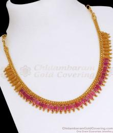 Original Mullaipoo Gold Plated Necklace Ruby Stone NCKN2719 Original Mullaipoo Gold Plated Necklace Ruby Stone NCKN2719