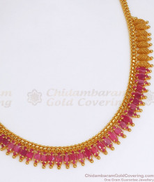 Original Mullaipoo Gold Plated Necklace Ruby Stone NCKN2719 Original Mullaipoo Gold Plated Necklace Ruby Stone NCKN2719