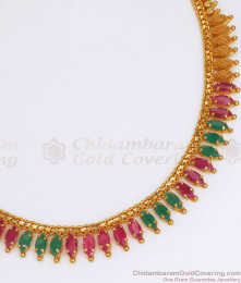 Original Mullaipoo One Gram Gold Necklace Multi Stone NCKN2720 Original Mullaipoo One Gram Gold Necklace Multi Stone NCKN2720
