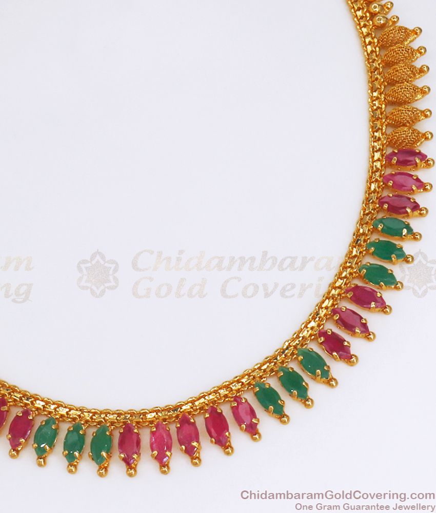 Original Mullaipoo One Gram Gold Necklace Multi Stone NCKN2720