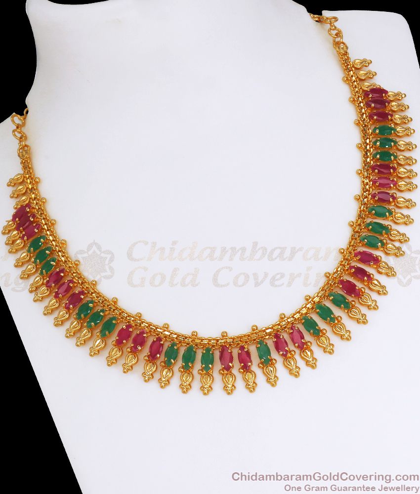 1 Gram Gold Necklace Mullaipoo Design Bridal Jewelry Collections NCKN2721 1 Gram Gold Necklace Mullaipoo Design Bridal Jewelry Collections NCKN2721