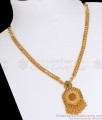 Simple Gold Plated Necklace Ruby Green Stone Design NCKN2723