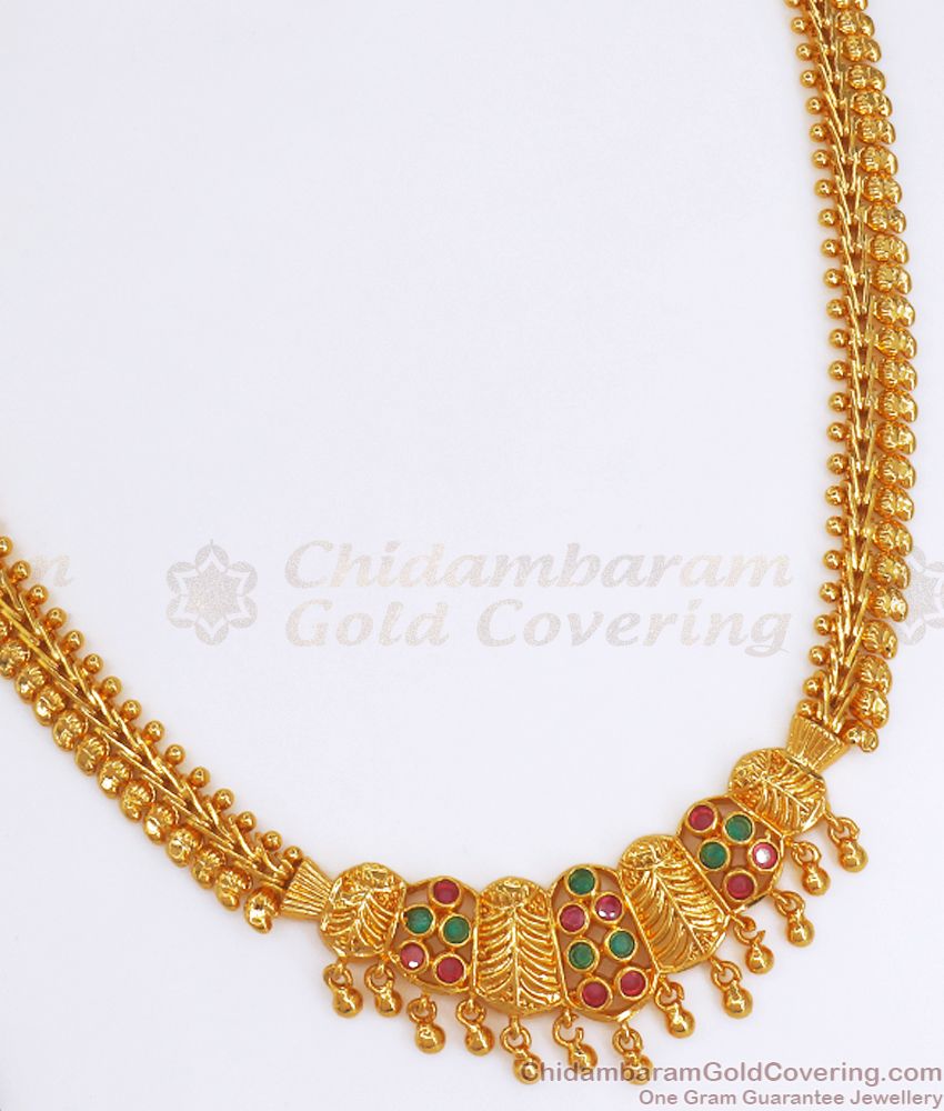 Mango Design 1 Gram Gold Necklace Bridal Wear Kemp Jewelry NCKN2725