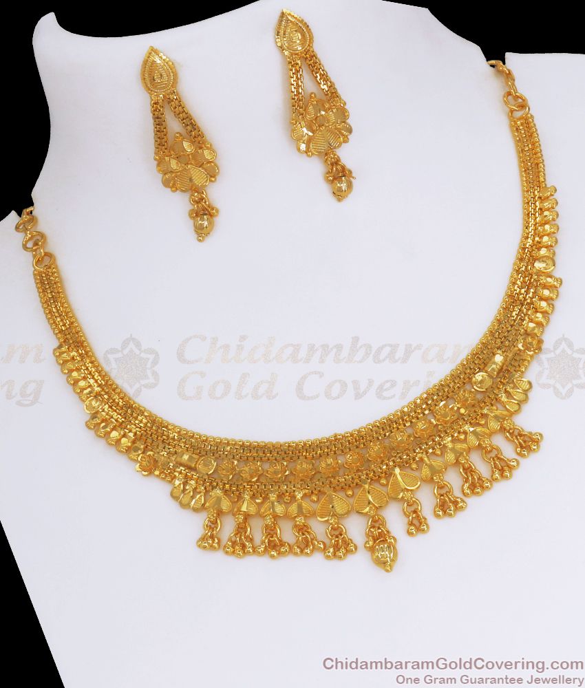 Two Gram Gold Necklace Earring Set Heart Design Shop Online NCKN2733