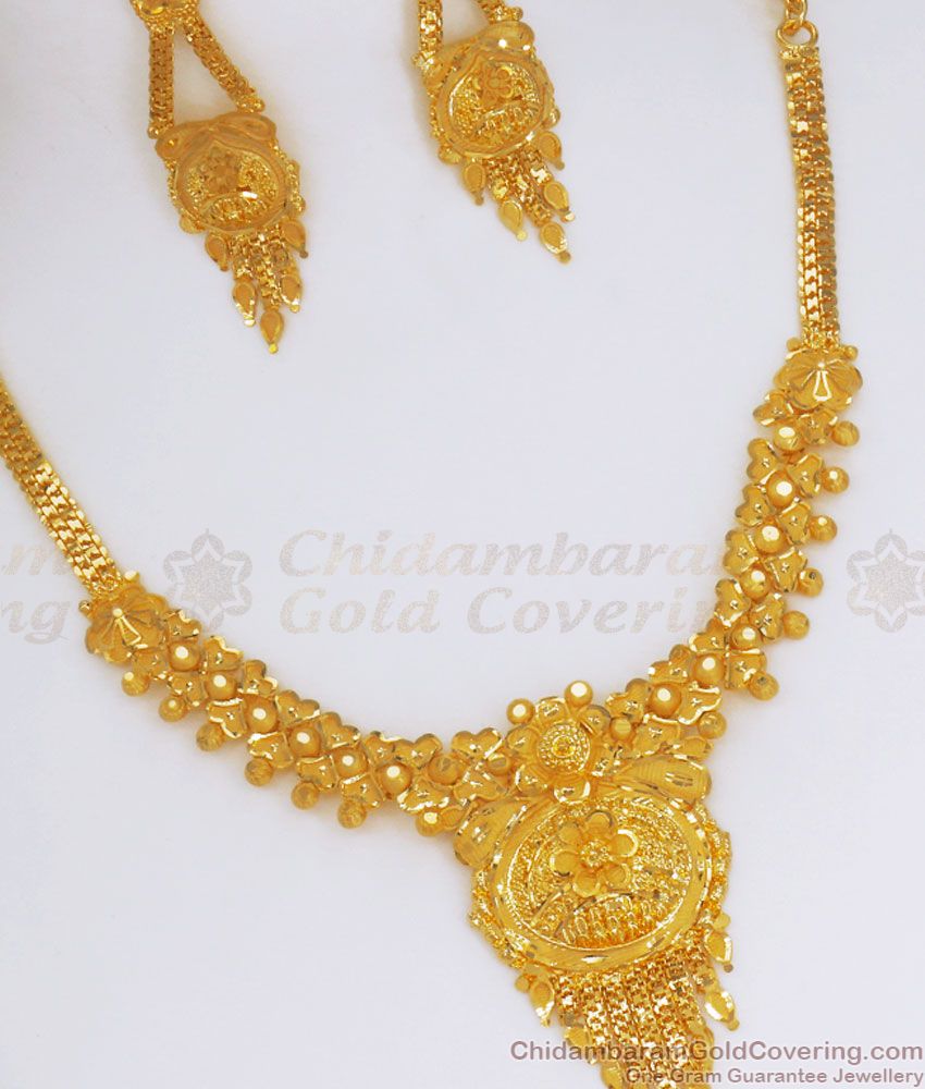 2 Gram Gold Forming Necklace Design With Earrings NCKN2734