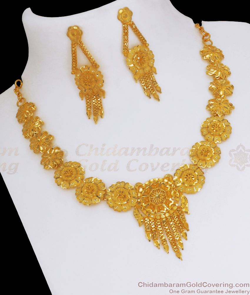 Buy Real Gold Tone Necklace Forming Collection Floral Design NCKN2736