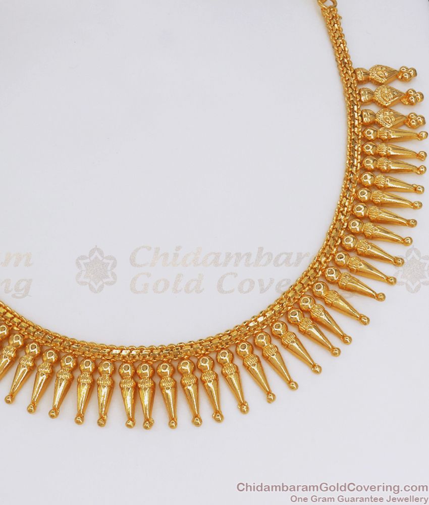 Close Neck 1 Gram Gold Necklace Mullai Pattern For Women NCKN2750