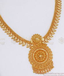 1 Gram Gold Necklace Bridal Collection Leaf Design NCKN2756 1 Gram Gold Necklace Bridal Collection Leaf Design NCKN2756