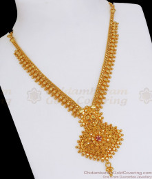 Heavy Gold Pattern Gold Plated Necklace Ruby Stone Shop Online NCKN2757 Heavy Gold Pattern Gold Plated Necklace Ruby Stone Shop Online NCKN2757