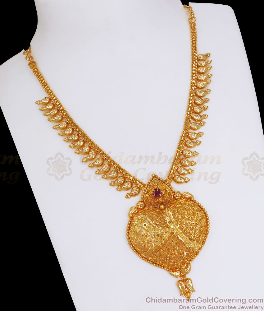 Heart Pendant Gold Plated Necklace Mullai Mottu Design NCKN2759