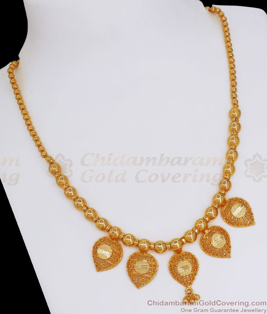 1 Gram Gold Beaded Necklace Droplet Pendant Shop Online NCKN2760