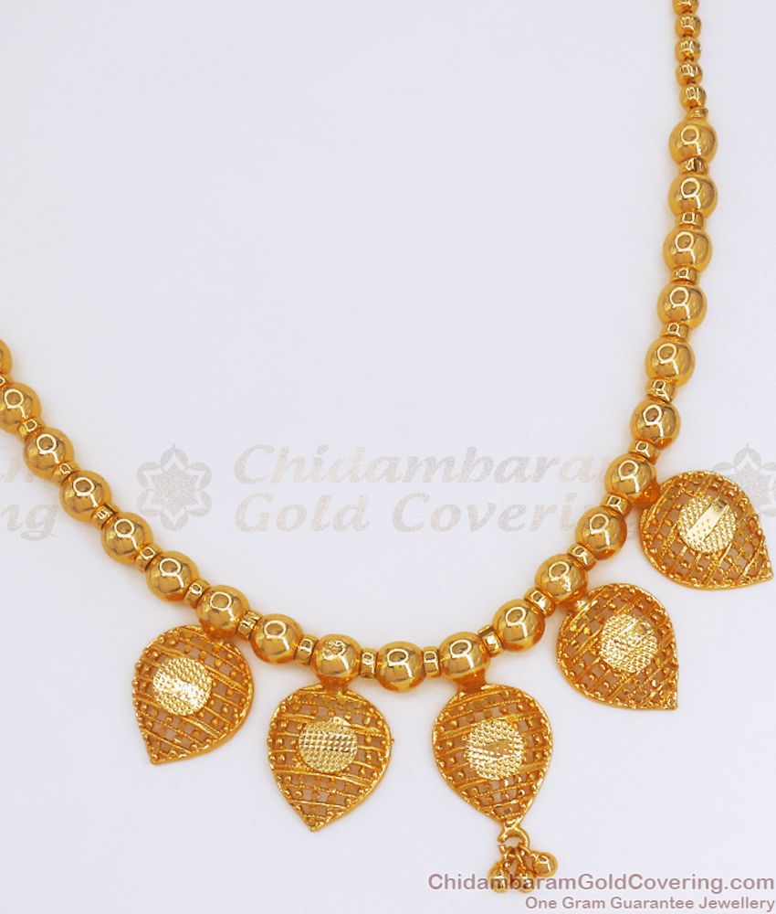 1 Gram Gold Beaded Necklace Droplet Pendant Shop Online NCKN2760