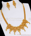One Gram Gold Lakshmi Necklace Earrings Set Pattern Multi Stone NCKN2765