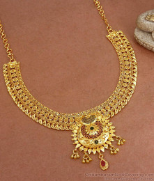 Latest 2 Gram Gold Necklace Meenakari Pattern Bridal Jewelry NCKN2766 Latest 2 Gram Gold Necklace Meenakari Pattern Bridal Jewelry NCKN2766