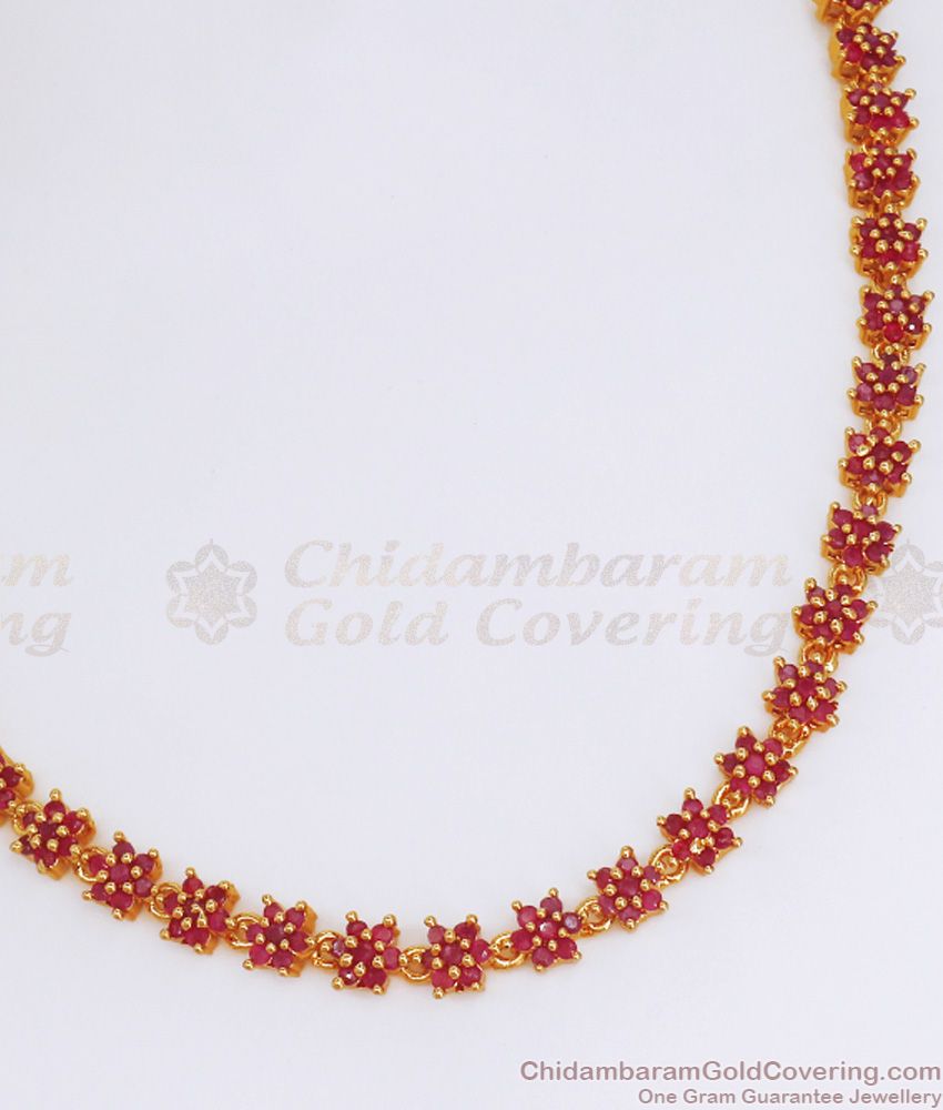 Ruby Necklace One Gram Gold Party Wear Jewelry NCKN2774