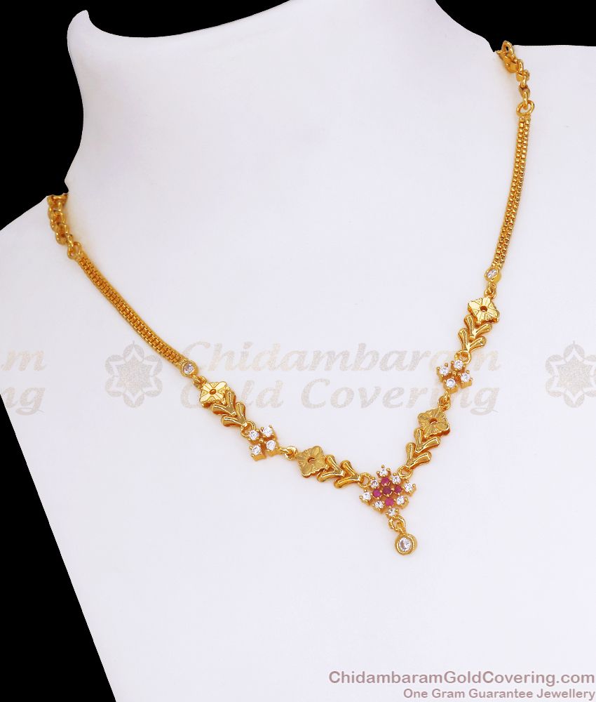 Elegant 22Kt Gold Plated Necklace Floral Design NCKN2779