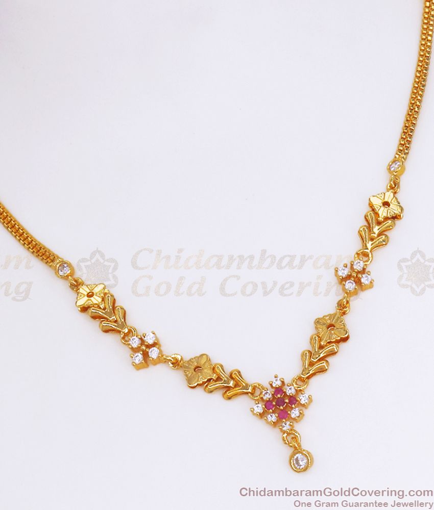 Elegant 22Kt Gold Plated Necklace Floral Design NCKN2779