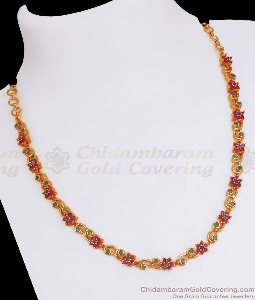 Stylish One Gram Gold Plated Necklace Ad Stone Collection NCKN2780