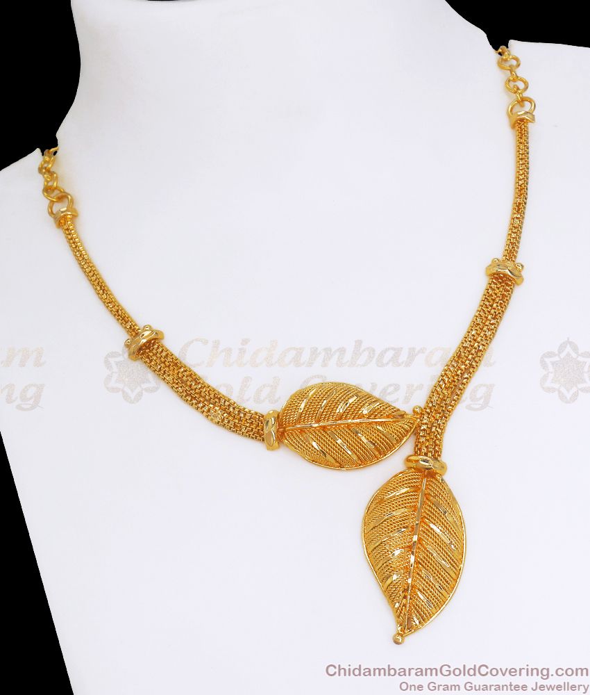 Trendy Big Leaf Necklace One Gram Gold Design Shop Online NCKN2781