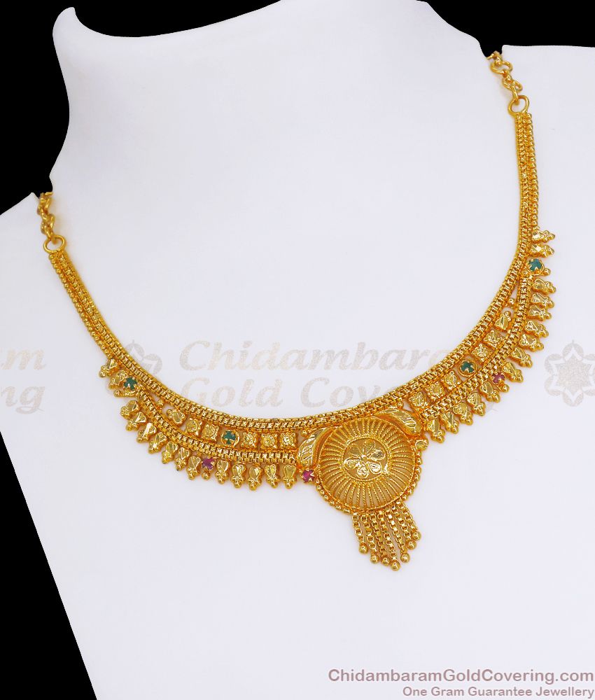 Classic Bridal Wear One Gram Gold Calcutta Necklace Shop Online NCKN2783