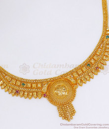 Classic Bridal Wear One Gram Gold Calcutta Necklace Shop Online NCKN2783 Classic Bridal Wear One Gram Gold Calcutta Necklace Shop Online NCKN2783