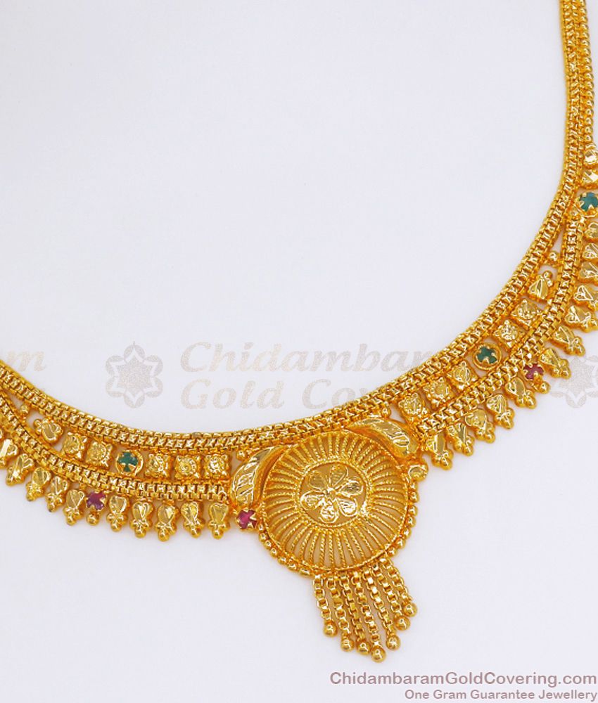 Classic Bridal Wear One Gram Gold Calcutta Necklace Shop Online NCKN2783