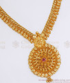 Womens Bridal Gold Necklace Leaf Pattern Ruby Stone NCKN2788