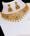 Cz Stone Gold Small Choker Necklace Jhumki Earring Combo Set NCKN2796