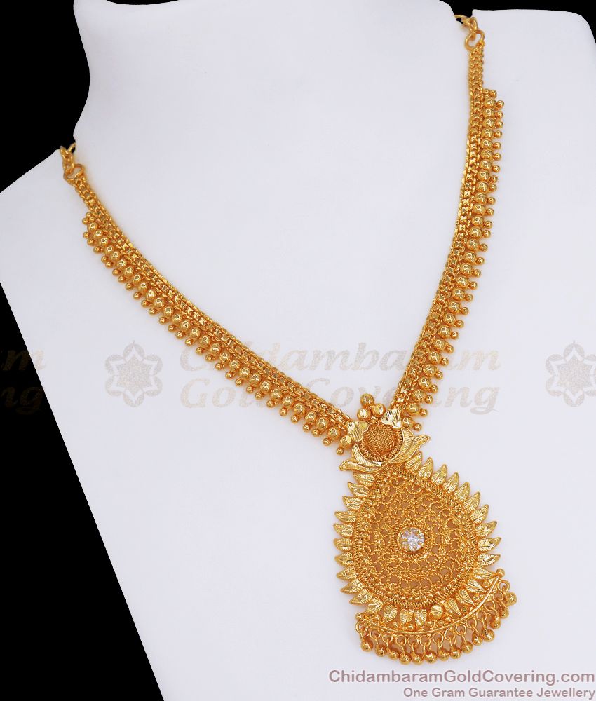 Handcrafted Gold Imitation Necklace White Stone Dollar Jewelry NCKN2800