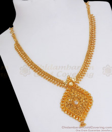 Latest 1 Gram Gold Necklace White Stone Gold Beaded Collection NCKN2801 Latest 1 Gram Gold Necklace White Stone Gold Beaded Collection NCKN2801